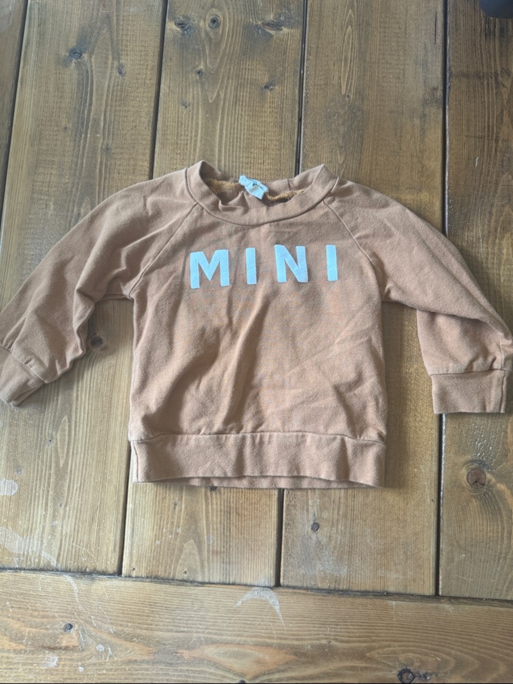 Kids Brown Long Sleeve 'MINI' Crewneck Sweatshirt